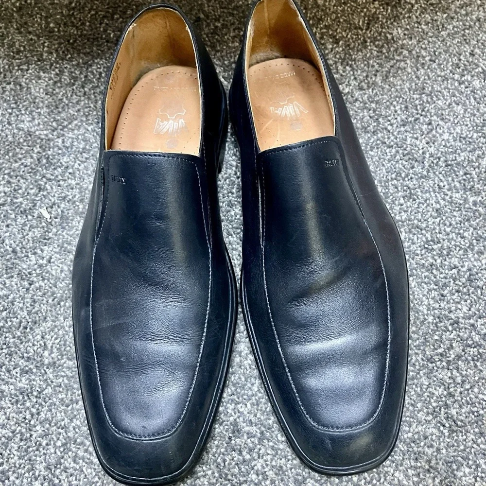 Bally Men's Caddo Sz 9 US Blue Leather Slip On Loafers Luxury Square Toe (8F UK)